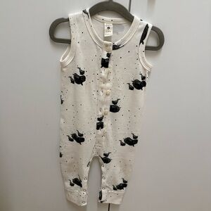 kate quinn Sleeveless white cotton Romper onesie sea nautical whale 12-18 mo